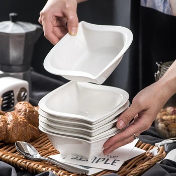 

MALACASA Elvira 6-Piece White Porcelain China Ceramic Cereal Bowls Soup Fruit Salad Bowls (13.5*13.5*5cm)