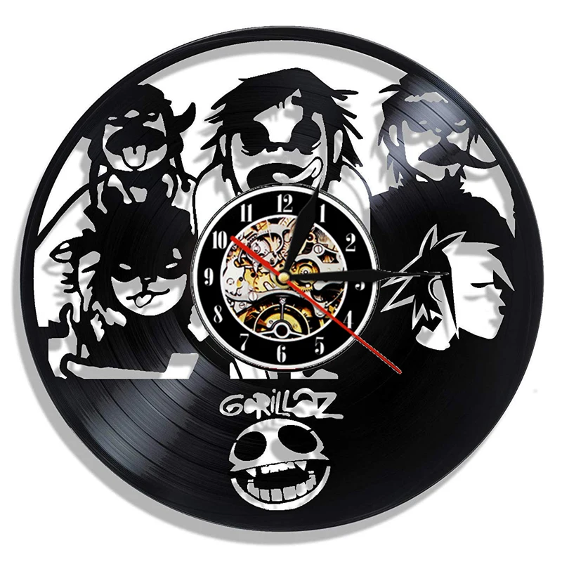 Продуктовые Gorillaz виниловые настенные часы современный дизайн для спальни милые Мультяшные часы с подвеской настенные часы домашний декор