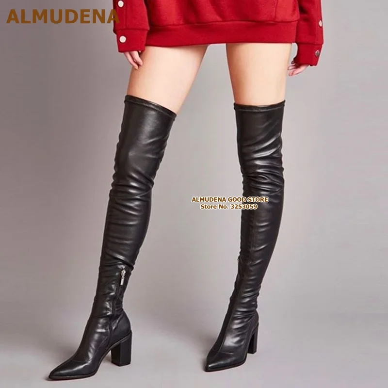 black knee high boots in store