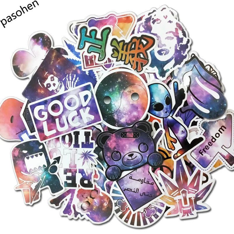 

50pcs starry sky sticker doodle DIY portable fashion gift travel label skateboard guitar refrigerator motorcycle stickers