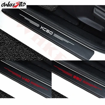 

4PCS Car Styling Stickers Door Threshold Carbon Fiber Accessories For Volvo S60 XC90 V40 V50 V60 S60 S90 V90 XC60 XC40 AWD T6