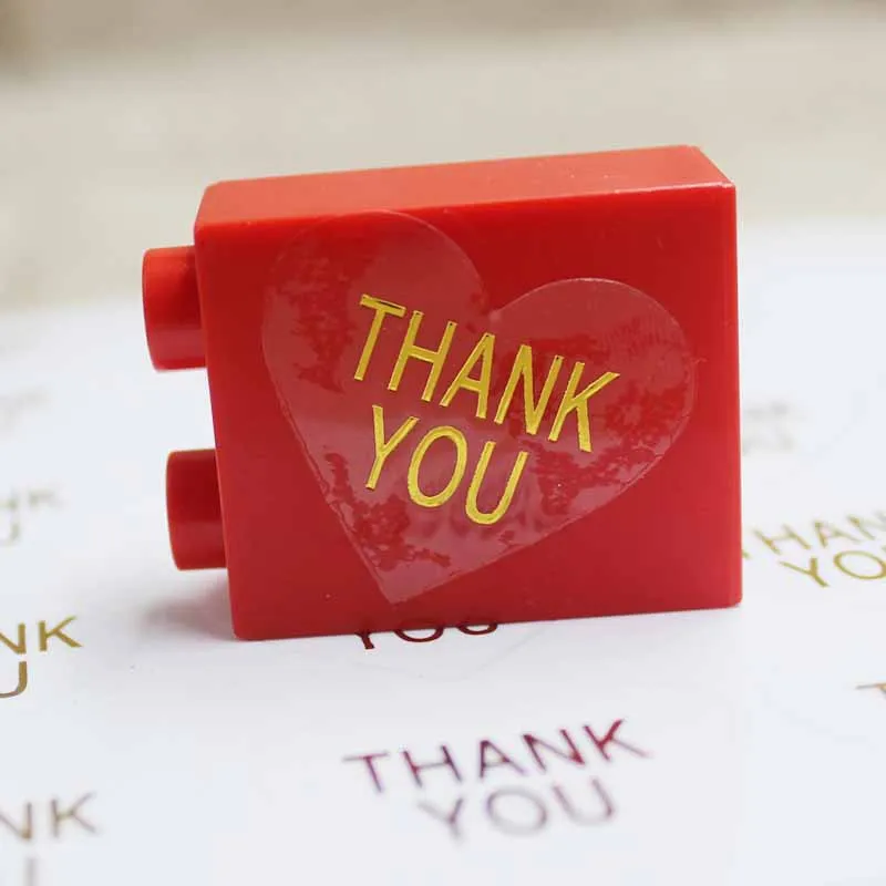 

Zerong200pc Heart Shape Thank You DIY Clear self adhesive labels gold foil Handmade tag lables for wedding/cookie decoration