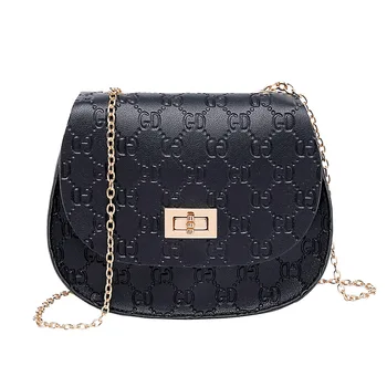 

2020 Women Saddle Bag Chain Small Handbag Solid Color Letter Embossed