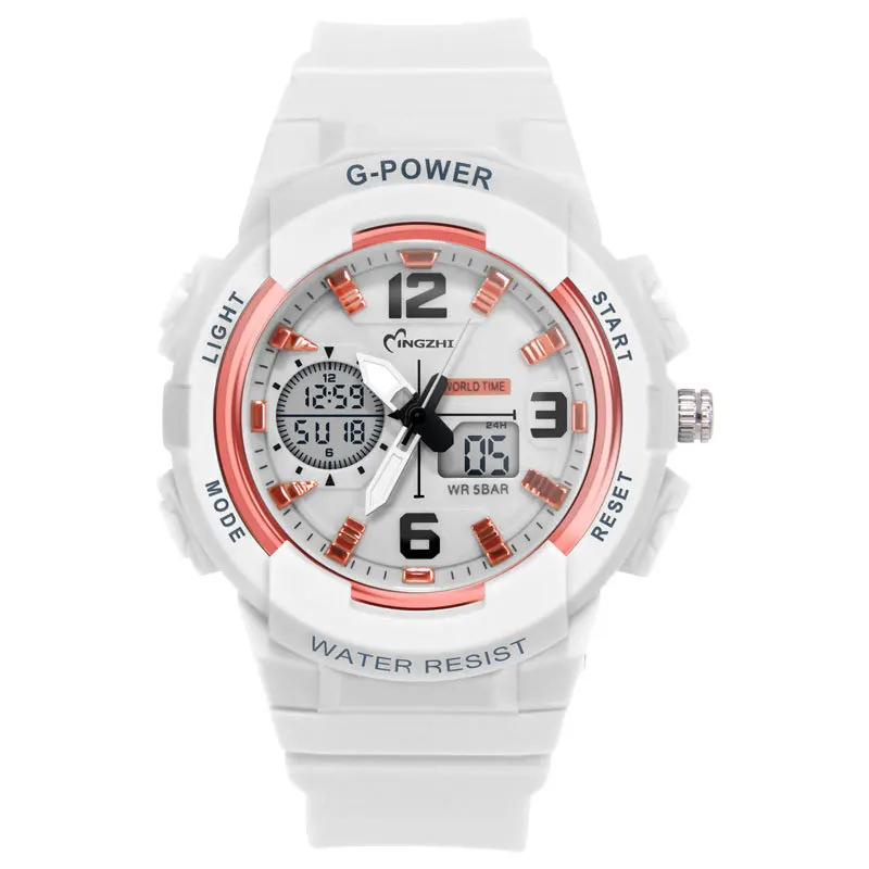 

Outdoor sports timing children electronic luminous waterproof watch pointer type double show students electronic