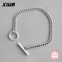 Роскошный дизайнерский серебряный браслет с буквенным 925 пробы для женщин и мужчин, унисекс, с застежками-защелками, ювелирный браслет с кубинской цепочкой