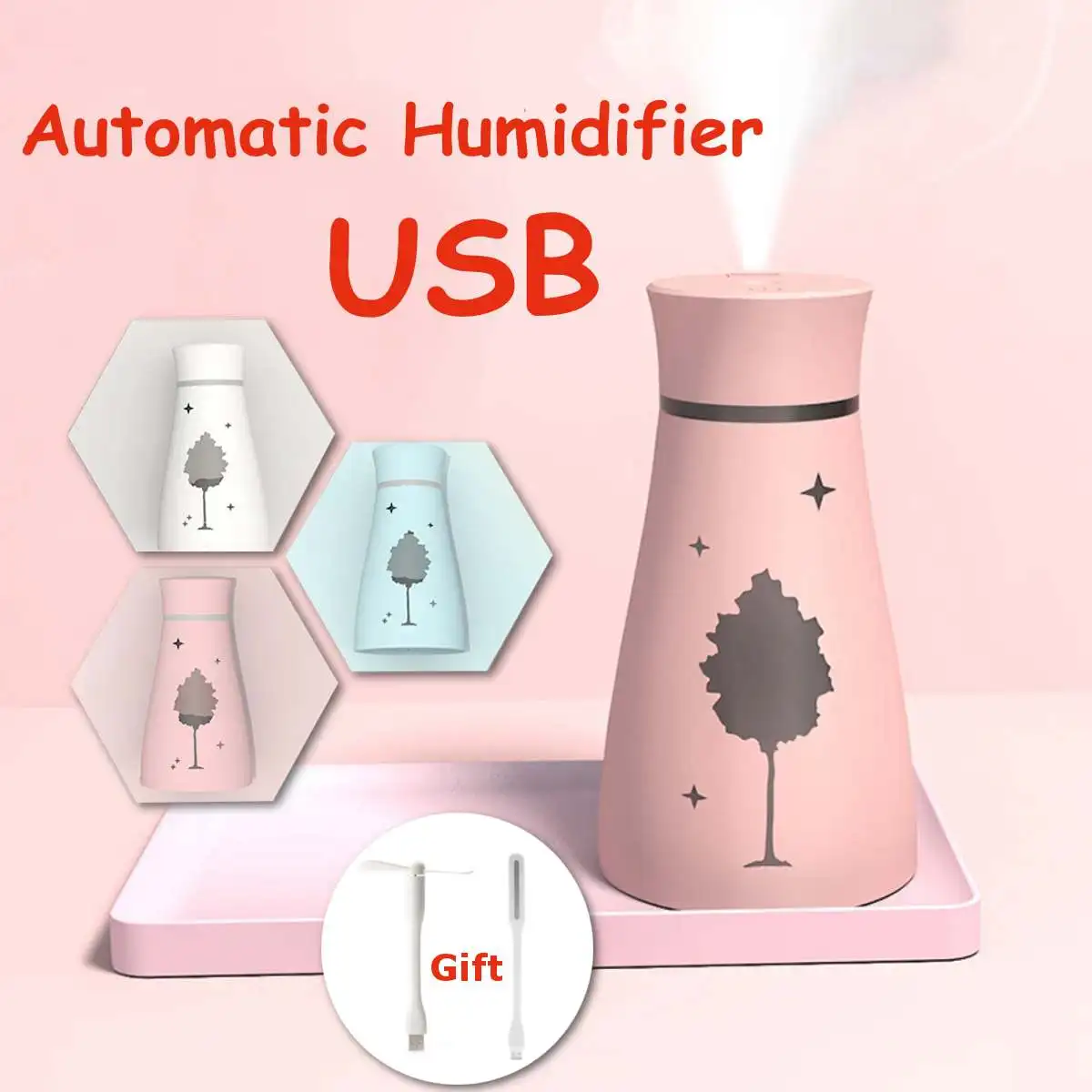Household Air Purifier Essential Aromas Oil Diffuser 3 Color LED Night Light Purifier Office Car Room Atomization USB Changing