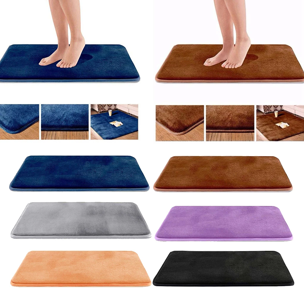 1pcs Soft Memory Foam Bath Mat Non Slip Absorbent Velvet Bathroom Rug Carpet Home Kitchen Hotel Carpet Multi-color