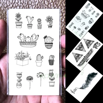 

Waterproof Temporary Tattoo Sticker cactus triangle eye wings feather small tatto flash tatoo fake tattoos for women men kid