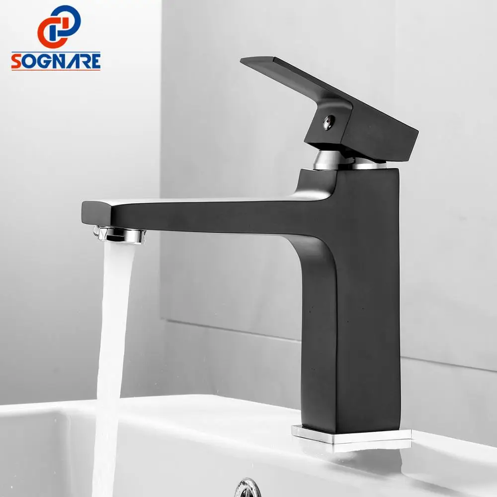 SOGANRE Basin Faucet Torneira Para Banheiro Bathroom Sink Faucet Single Handle Black Faucet Basin Taps Hot Cold Mixer Tap Crane