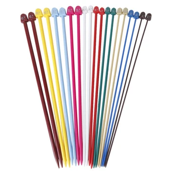 

Set of 20Pcs 2.0-6.5mm Plastic Knitting Needles Single Pointed Needles 10 Marked Sizes---Multicolor