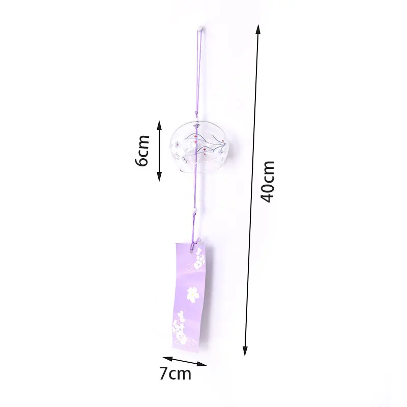1pcs Romantic Crafts Japanese Cherry Blossom Glass Wind Chimes Bells Home Garden Office Ornament Indoor Window Hanging Decor 5