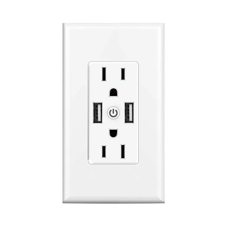 

EASY-Smart Wifi Wall Outlets With Dual 2.4A Usb Fast Charging Ports, Independently Controllable Wall Outlets For Alexa Google Ho