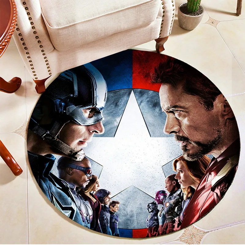 Круглый ковер Капитан Америка iIron Man Hero, коврик для двери, коврик для дома, ковер для гостиницы, гостиной, Противоскользящие коврики