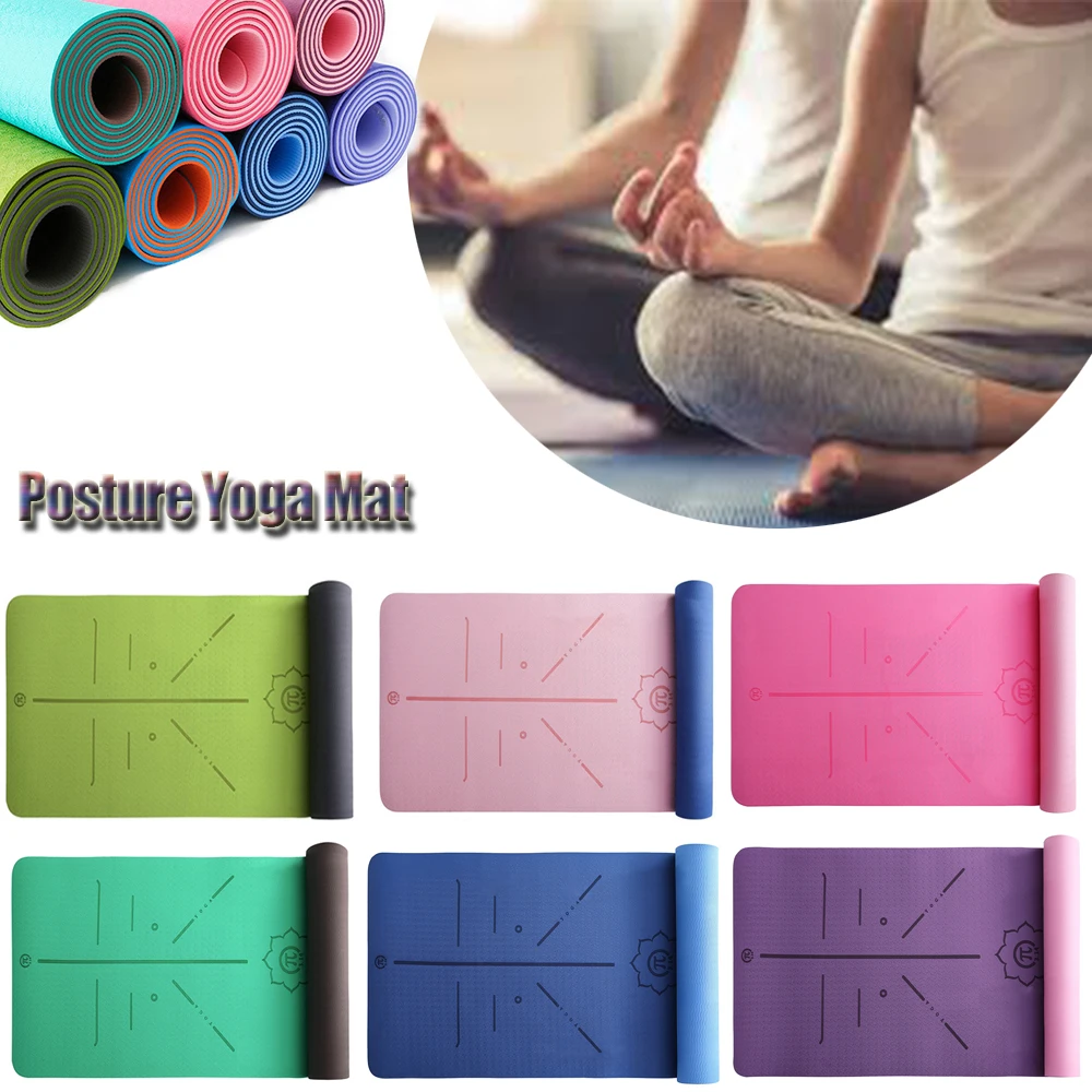 

TPE Yoga Double Layer Non-Slip Mat Yoga Exercise Pad with Position Line For Fitness Gymnastics and Pilates Beginner Carpet D30