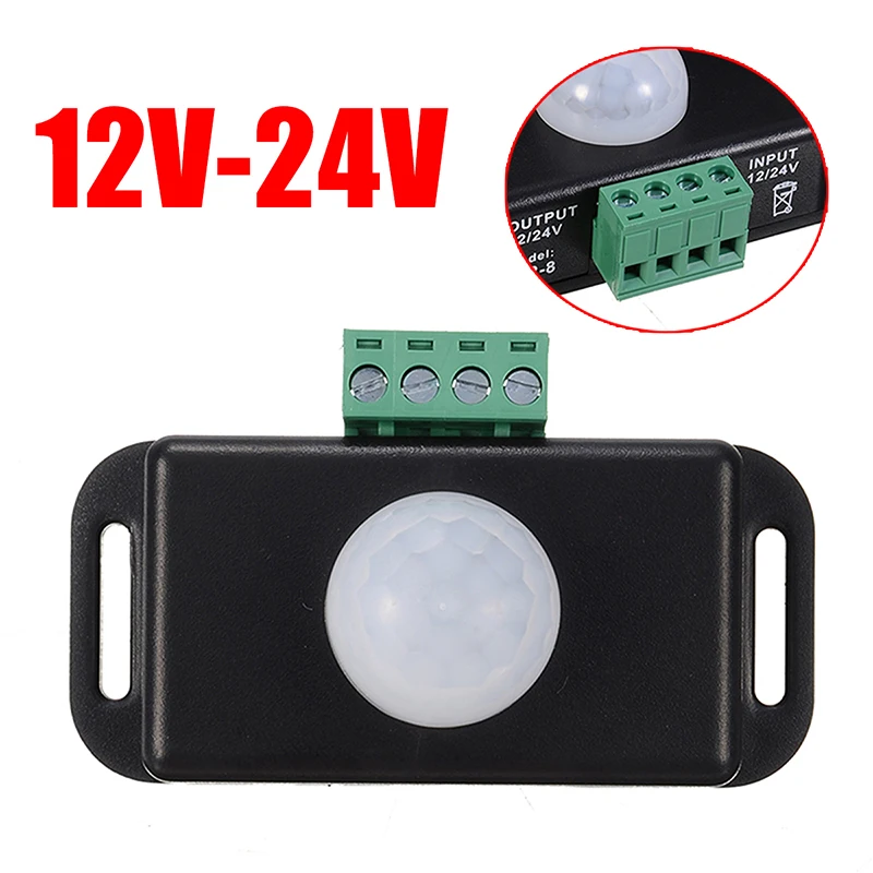 

Automatic Adjustable PIR Motion Sensor Switch DC 12V 24V 8A IR Infrared Detector Light Switch Module for LED Strip Light Lamp