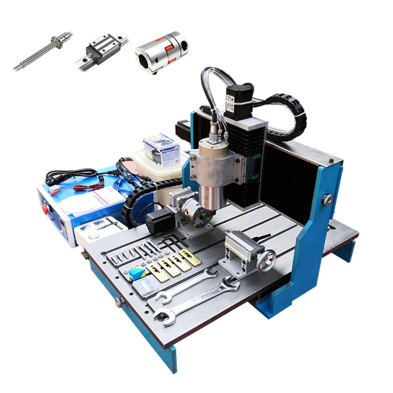 Linear GUIDE Rails CNC Router แกะสลัก 4 แกน 1500W 2200W MACH3 USB 6040 1.5KW 2.2KW อลูมิเนียม