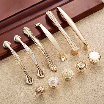 Gold Door Handles Wardrobe Drawer Pulls Kitchen Cabinet Knobs and Handles Fittings for Furniture Handles Hardware Accessories