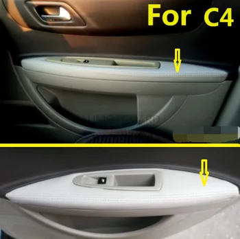 

For Citroen C4 (2008-2016) Microfiber Leather Car Door Armrest Panel Protective Cover with Mount Fittings 4pcs/set