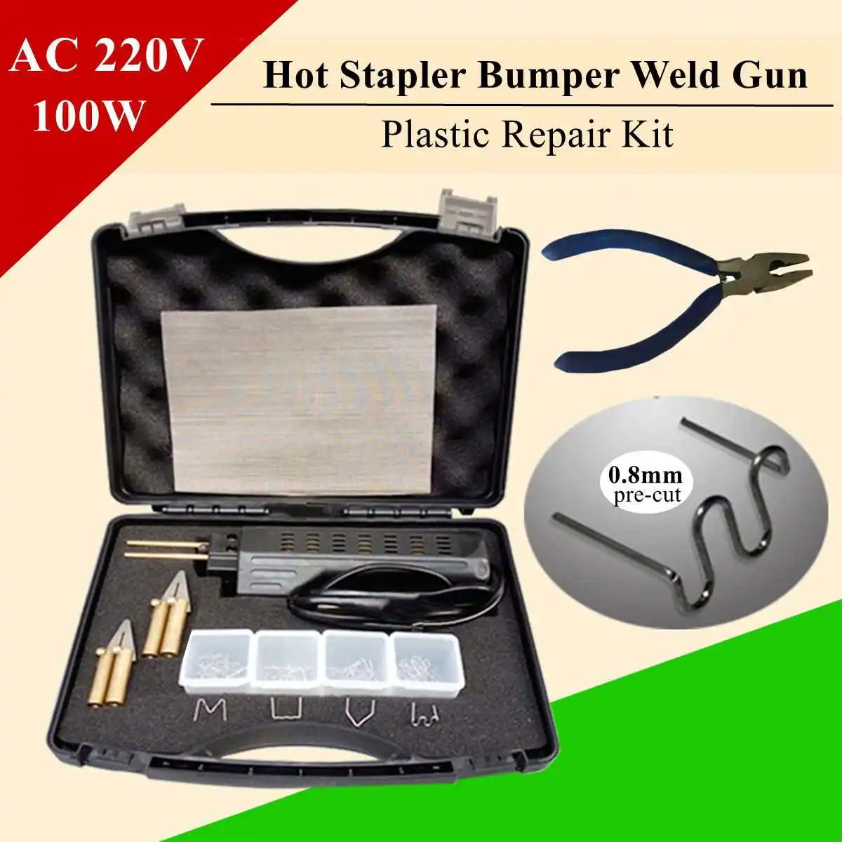

206pcs Hot Stapler for Repairing Car Bumper Fender Fairing Welder Plastic Repair Kit Portable Plastic Welding Machine
