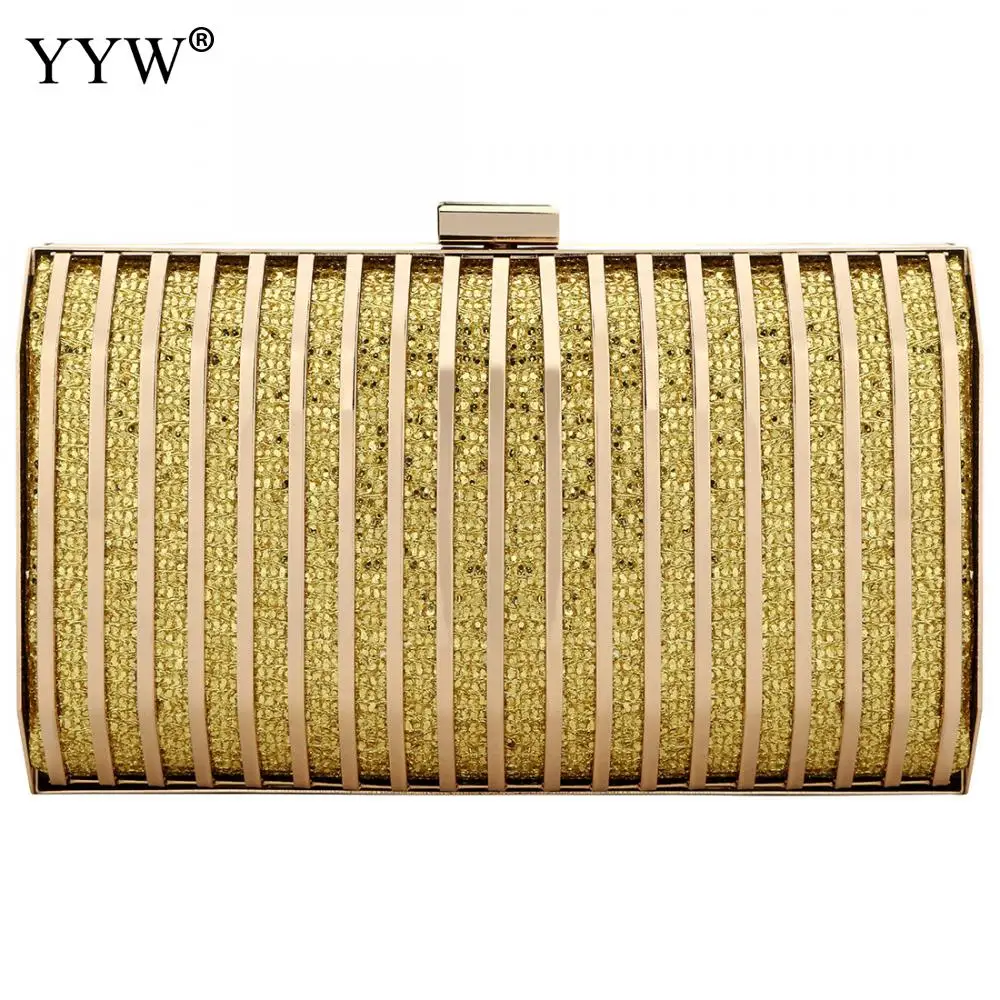 Gold Crossbody Bag For Women Fashion Evening Party Clutch Bags Over Shoulder Purse Bolsa Feminina Zinc Alloy Sequin Clutch