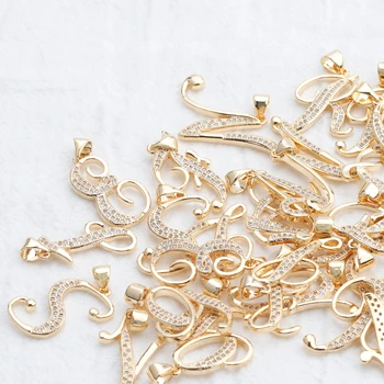 

Sanying M812 Meaningful 18k gold plated 0.3 micron letters DIY zircon pendant earrings for handmade jewelry accessories 6pcs/lot