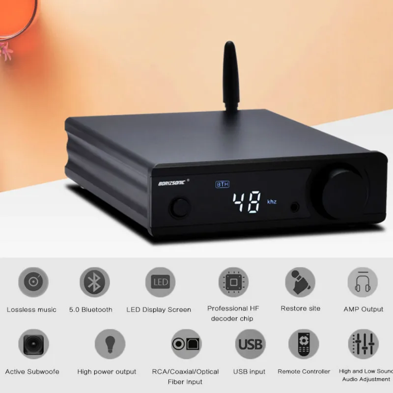 

BORIZSONIC dac Audio TDA7498E HiFi Stereo Bluetooth 5.0 Power Amplifier USB/OPT/COAX With NFC Subwoofer Headphone Amp