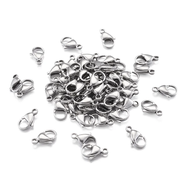 100pcs 304 Stainless Steel Lobster Claw Clasps Hooks Chain Closure