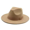 fedora hats women winter men solid wide brim classic simple beige white felt hat british elegant fascinator fedora hat women new ► Photo 2/6