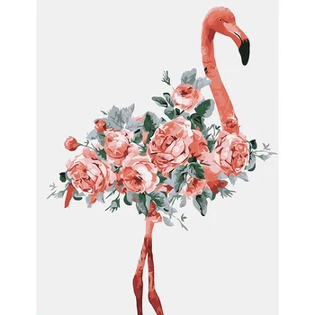 

Flamingo DIY Oil Painting By Numbers Acrylic Canvas Paintings on the Wall drawing Coloring By Numbers Modern Home Wedding Decor