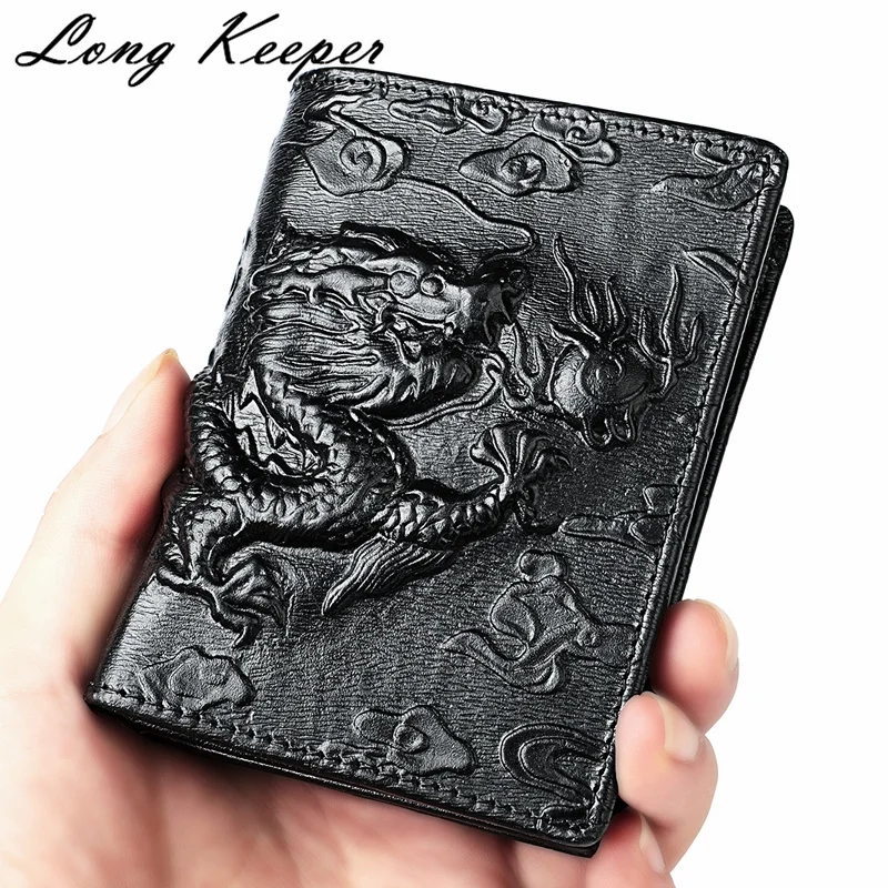 

New Arrival Brand Bifold Wallet Men's Leather 3D Crocodile Dragon Pattern Wallet Credit/ID Card Holder Billfold Purse Wallet