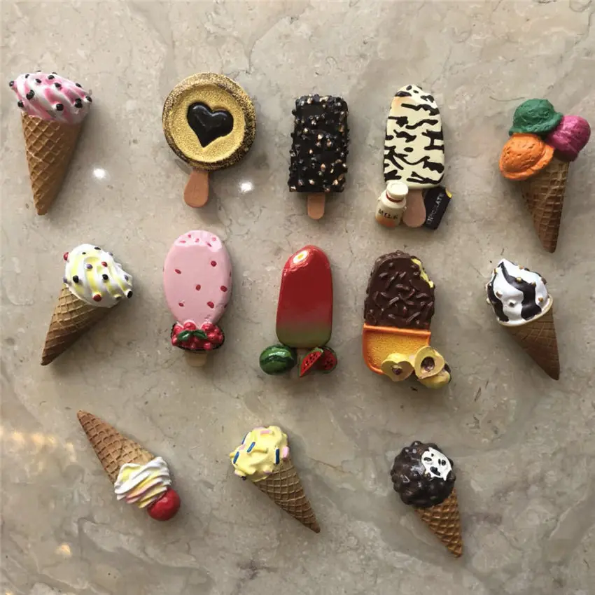 

3D Resin Simulation Ice Cream Fridge Magnet Travel Souvenir Kitchen Baking Tools Fridge Decoration Message Post Sticker