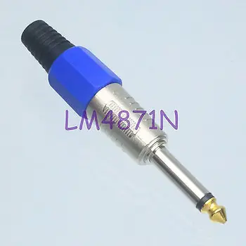 

DHL/EMS 50 pcs connector 6.35mm 1/4" male plug mono solder Audio Video 6mm Cable blue -d2