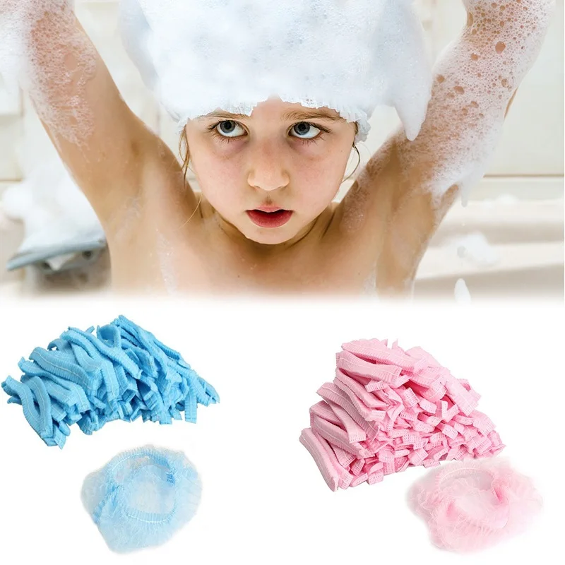 100 PCS Disposable Shower Cap Non Woven Pleated Anti Dust Hat Shower Caps Hotel Spa Hair Salon Bathroom Product шапочка для душа