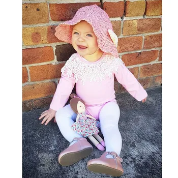 

2020 ins cotton lace triangle solid color romper spring autumn unisex boy girl long sleeve jumpsuit outfit infant classic casual