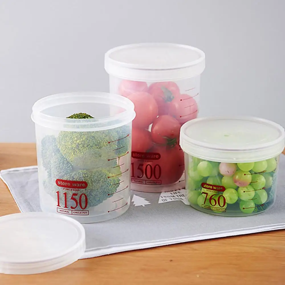 760ml 1150ml 1500ml Round Clear Pantry Storage Bins Kitchen