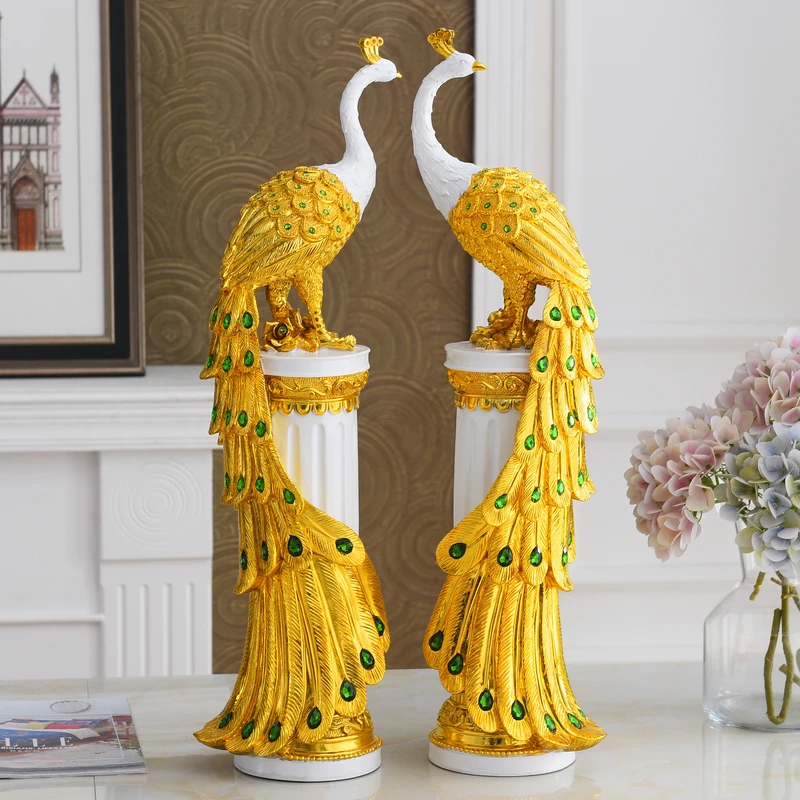 Европейские Роскошные смолы павлин Ornamnets аксессуары для дома гостиной настольные статуэтки украшения офиса рабочего стола мебель ремесла