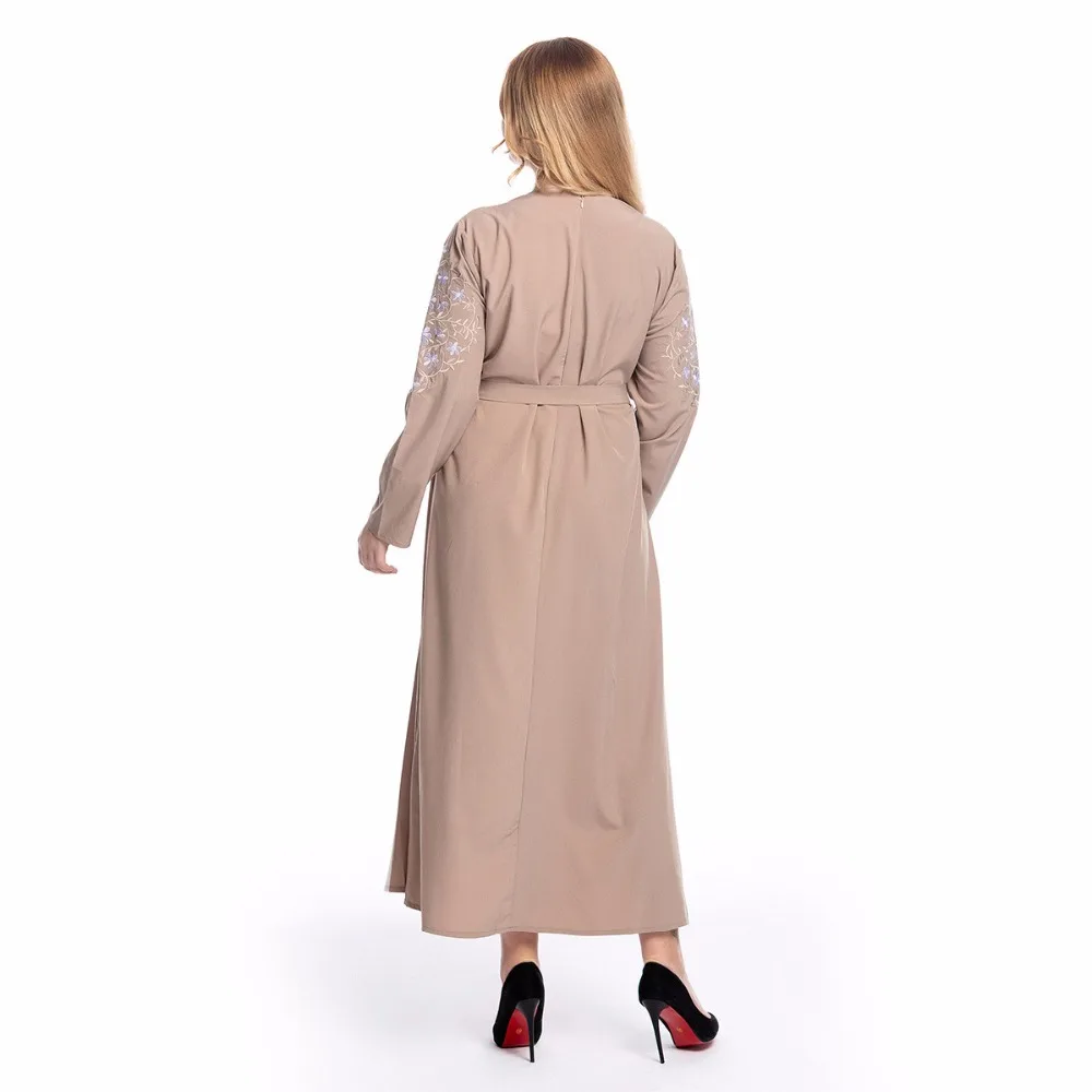 Элегантная мусульманская вышивка abaya Макси платье хиджаб длинные халаты кимоно Рамадан Eid Исламская, молитвенная Ближний Восток Tesettur Elbise