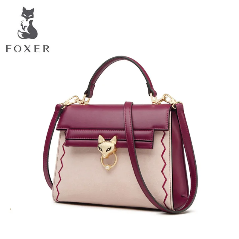 FOXER женские кожаные сумки Воловья кожа модная сумка роскошные дизайнерские