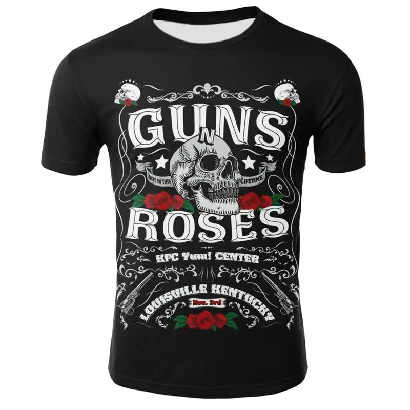 T1 3D печатных Пистолеты N Roses, футболка Для мужчин/Для женщин с О-образным вырезом короткий рукав Повседневные принты Мужская 3D Футболка Модный Топ футболки Пистолеты и футболка с розами - Цвет: T1