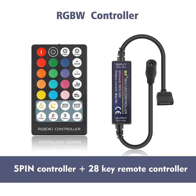 1 шт. мини пластиковый черный DC5-24V RF+ 28 ключей Беспроводной RGBW CCT контрольный светильник Домашний Светильник с дистанционным управлением вечерние ленты изменение цвета - Цвет: RGBW