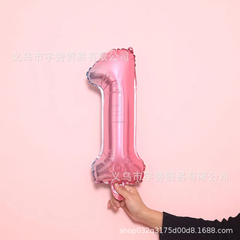 AliExpress Hot Selling 16-Inch Gradient with Numbers Balloon Rainbow with Numbers Aluminum Film Balloon Birthday Party Decorativ