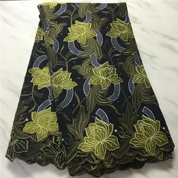

5 yard Swiss lace fabric 2020 latest heavy beaded embroidery African cotton fabrics Swiss voile lace popular Dubai style PL05305