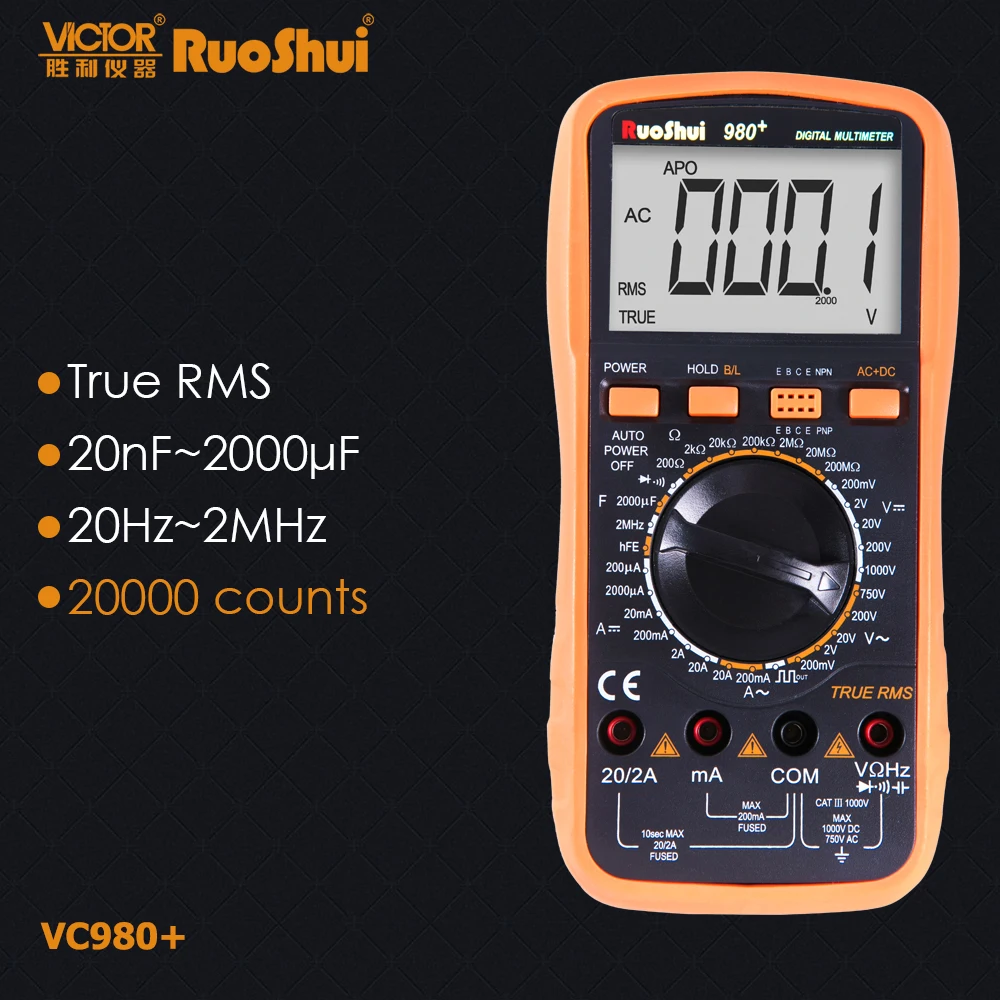 Цифровой мультиметр RuoShui VC980 + измеритель напряжения сопротивления емкости