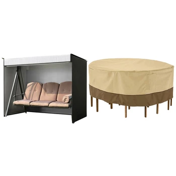 

Swing Cover 3-Seater Swing Hammock Cover with Veranda Water-Resistant 60 Inch Tall Round Patio Table & Chair Set Cover