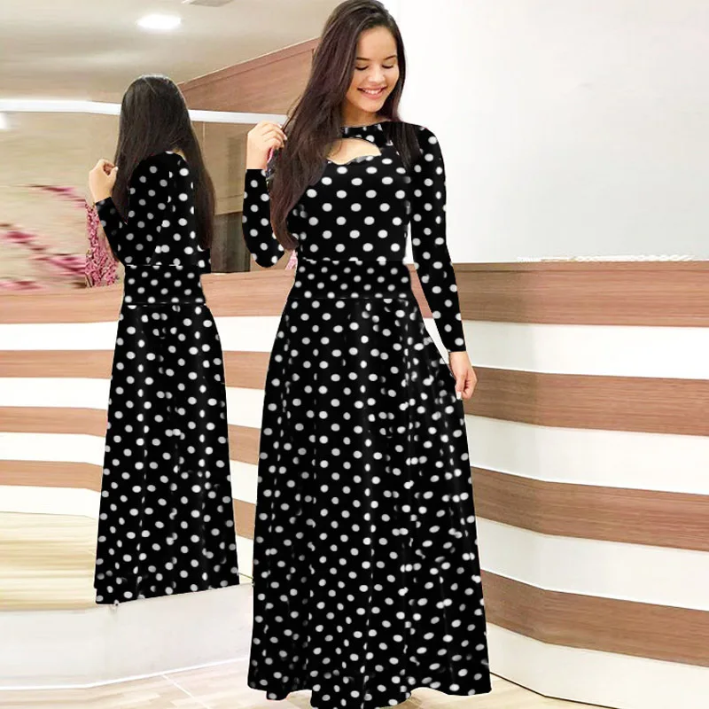 Flower Print Winter Dress Woman Casual Bohemia Long Sleeve Dresses For Women Elegant Plus Size Maxi Vestidos Autumn Dress 2020