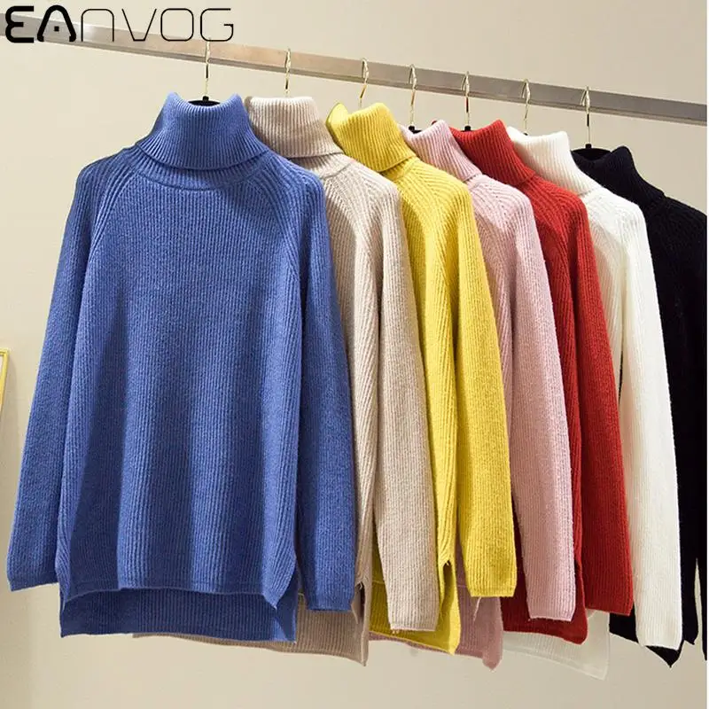 

2020 Spring Autumn Women Knitted Turtleneck Sweater Casual Soft Jumper Slim Cashmere Elasticity Solid Pullovers Tops Female