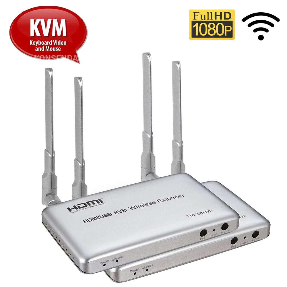 HD 1080P 50 м USB KVM HDMI Беспроводной удлинитель для головок 2 4G 5G Wi-Fi Связь может пройти