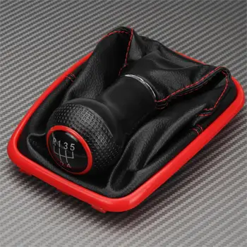 

5 Speed Car Gear Shift Knob With Gaiter Boot Red Line Protective Cover Anti-dust Cover for Seat Leon for Toledo 1999 2000 2001