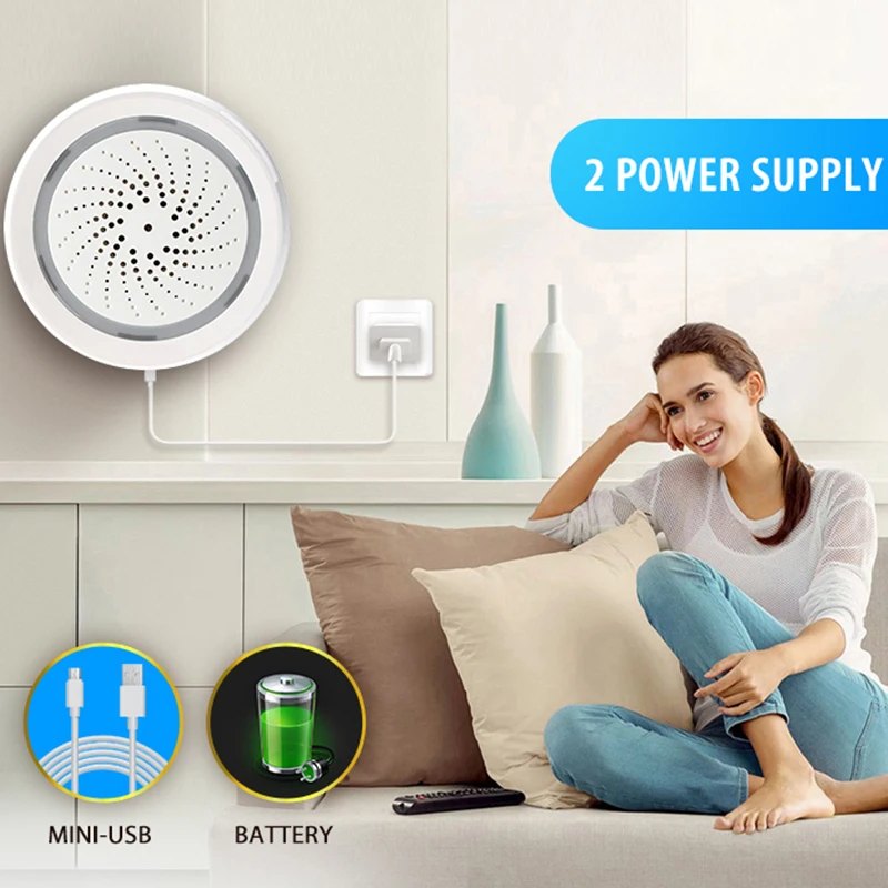 

Wifi Siren Alarm Sensor Smart Alarm Siren Home Security System Smart Life APP Voice Control Hi dropship
