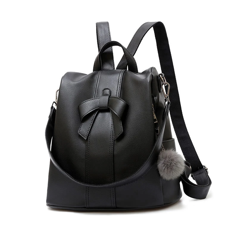 Anti-theft Bow Women Backpack College Student Bookbags Casual Work Bags Ladies Hand Bags Durable Heavy Duty Satchel Leather